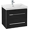 Villeroy and Boch Avento Crystal Black 650mm Wall Hung 2-Drawer Vanity Unit Large Image