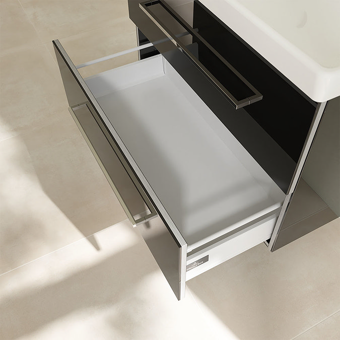 Villeroy and Boch Avento Crystal Black 800mm Wall Hung 2-Drawer Vanity Unit In Bathroom Large Image