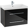 Villeroy and Boch Avento Crystal Black 800mm Wall Hung 2-Drawer Vanity Unit Large Image