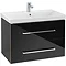 Villeroy and Boch Avento Crystal Black 800mm Wall Hung 2-Drawer Vanity Unit Large Image
