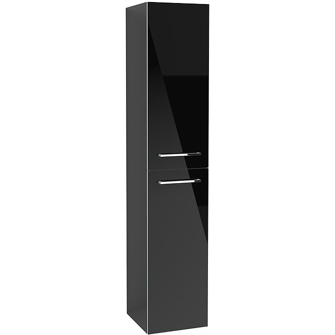 Villeroy and Boch Avento Crystal Black Wall Hung Tall Cabinet Large Image