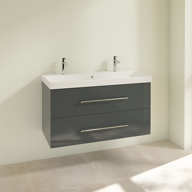 Villeroy and Boch Avento Crystal Grey 1000mm Wall Hung 2-Drawer Vanity Unit Profile Large Image