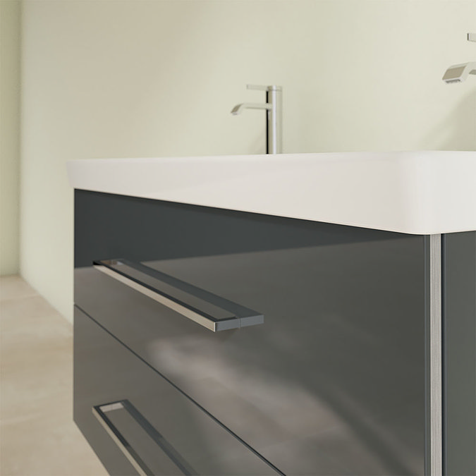 Villeroy and Boch Avento Crystal Grey 1000mm Wall Hung 2-Drawer Vanity Unit Standard Large Image