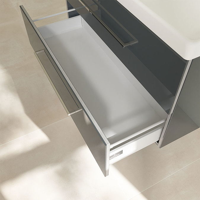 Villeroy and Boch Avento Crystal Grey 1000mm Wall Hung 2-Drawer Vanity Unit In Bathroom Large Image
