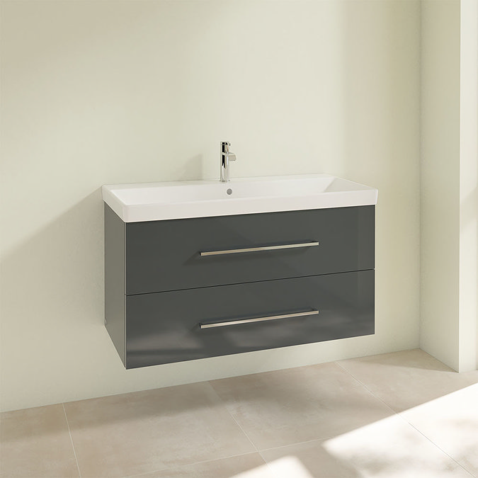 Villeroy and Boch Avento Crystal Grey 1000mm Wall Hung 2-Drawer Vanity Unit Profile Large Image