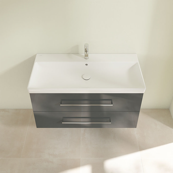 Villeroy and Boch Avento Crystal Grey 1000mm Wall Hung 2-Drawer Vanity Unit Standard Large Image