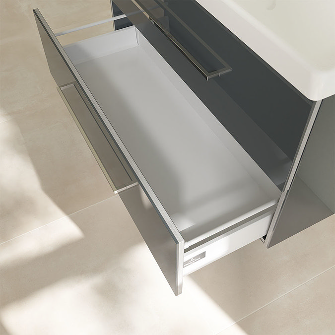 Villeroy and Boch Avento Crystal Grey 1000mm Wall Hung 2-Drawer Vanity Unit additional Large Image