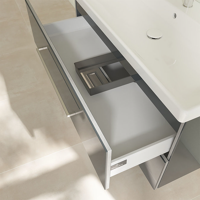Villeroy and Boch Avento Crystal Grey 1000mm Wall Hung 2-Drawer Vanity Unit Newest Large Image
