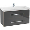 Villeroy and Boch Avento Crystal Grey 1000mm Wall Hung 2-Drawer Vanity Unit Large Image