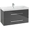 Villeroy and Boch Avento Crystal Grey 1000mm Wall Hung 2-Drawer Vanity Unit Large Image