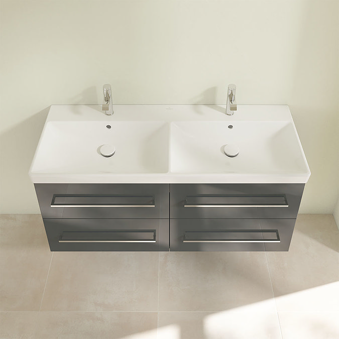 Villeroy and Boch Avento Crystal Grey 1200mm Wall Hung 4-Drawer Double Vanity Unit  Standard Large I