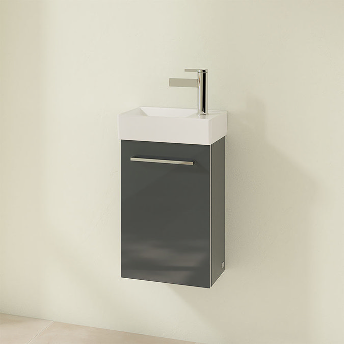 Villeroy and Boch Avento Crystal Grey 360mm Wall Hung Vanity Unit with Left Bowl Basin Profile Larg