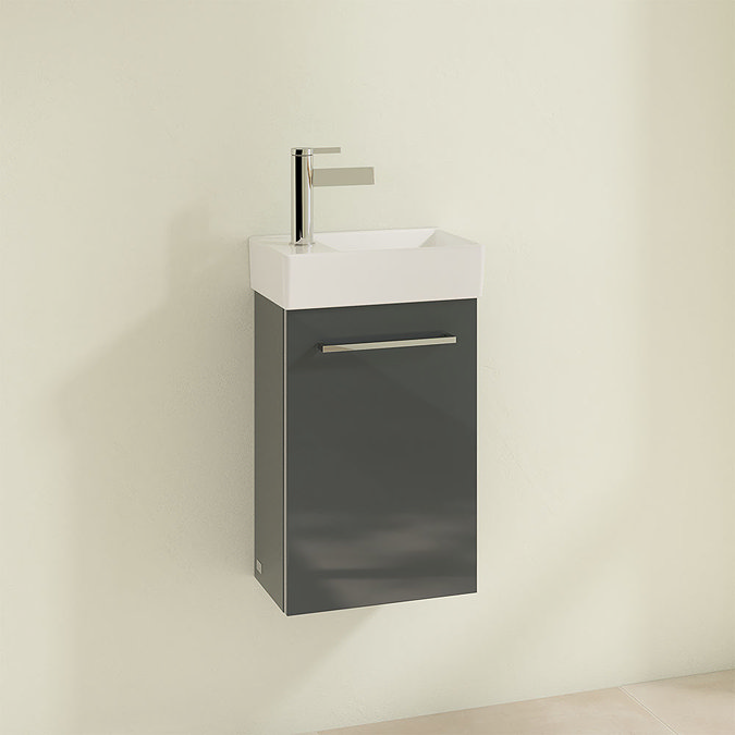 Villeroy and Boch Avento Crystal Grey 360mm Wall Hung Vanity Unit with Right Bowl Basin Profile Lar