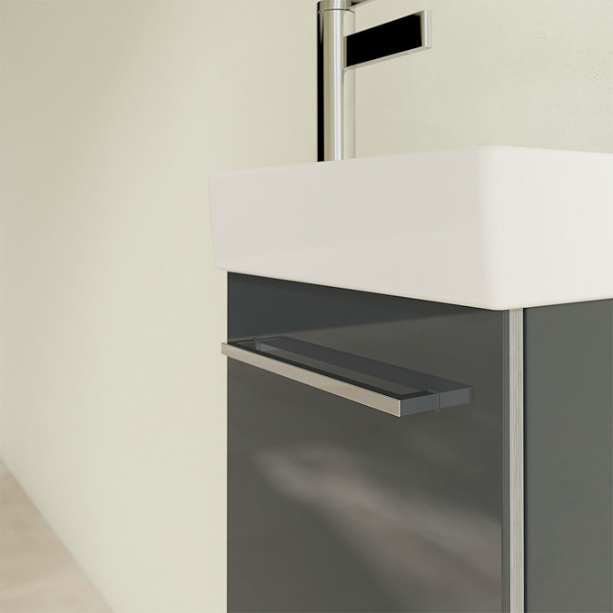 Villeroy and Boch Avento Crystal Grey 360mm Wall Hung Vanity Unit with Right Bowl Basin Standard La
