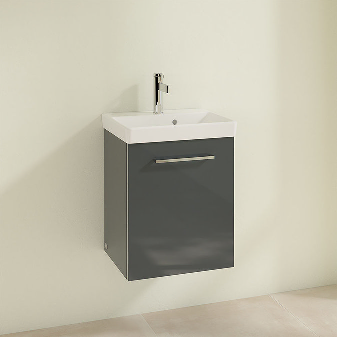 Villeroy and Boch Avento Crystal Grey 450mm Wall Hung 1-Door Vanity Unit  Profile Large Image