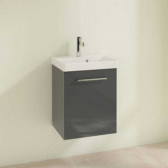 Villeroy and Boch Avento Crystal Grey 450mm Wall Hung 1-Door Vanity Unit Profile Large Image