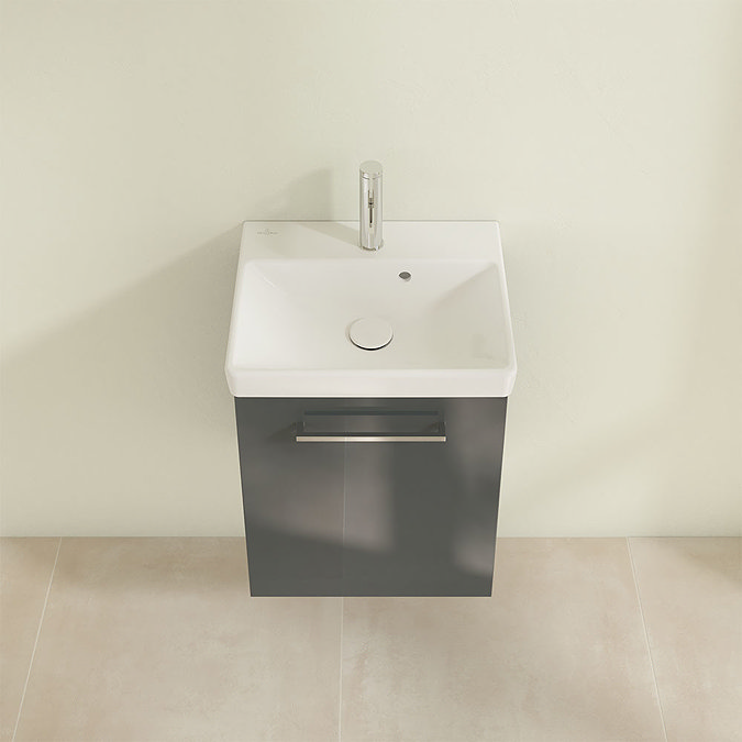 Villeroy and Boch Avento Crystal Grey 450mm Wall Hung 1-Door Vanity Unit Standard Large Image