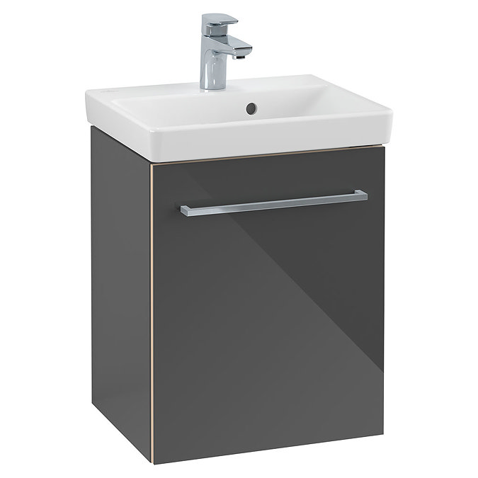 Villeroy and Boch Avento Crystal Grey 450mm Wall Hung 1-Door Vanity Unit Large Image