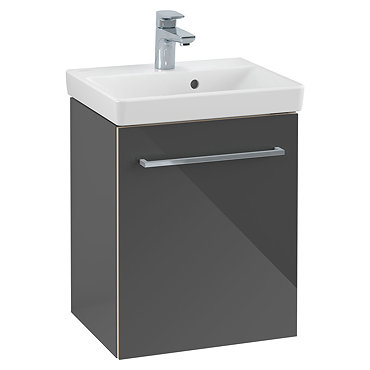 Villeroy and Boch Avento Crystal Grey 450mm Wall Hung 1-Door Vanity Unit  Profile Large Image