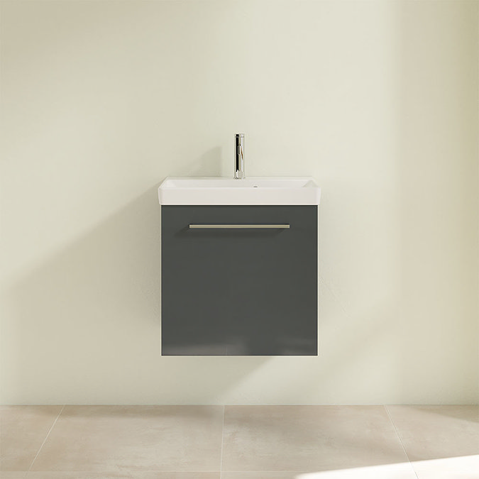 Villeroy and Boch Avento Crystal Grey 550mm Wall Hung 1-Drawer Vanity Unit  Feature Large Image