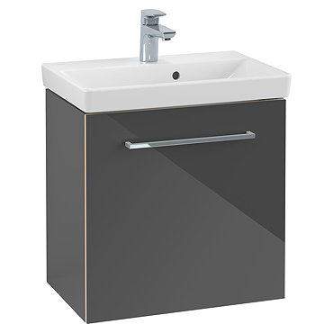 Villeroy and Boch Avento Crystal Grey 550mm Wall Hung 1-Drawer Vanity Unit  Profile Large Image