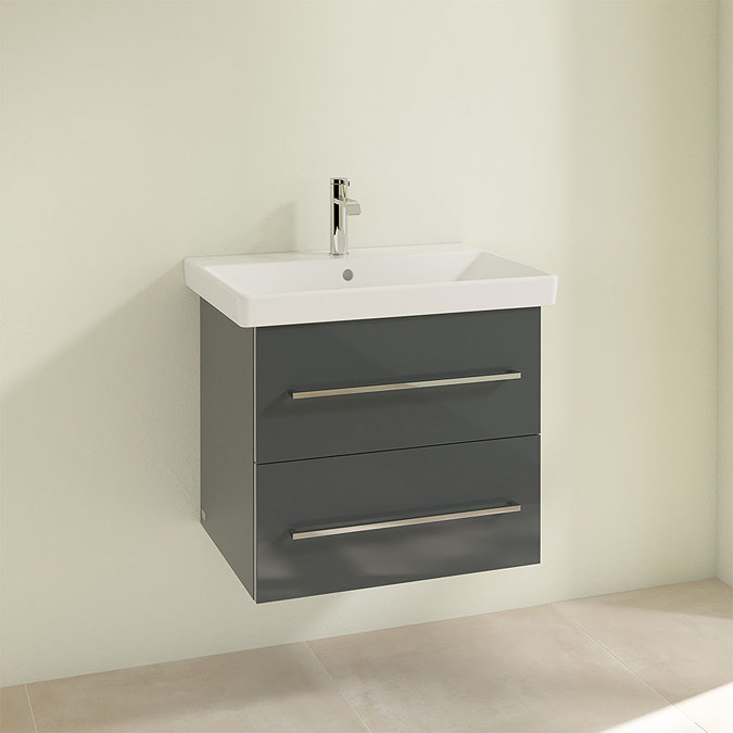 Villeroy and Boch Avento Crystal Grey 600mm Wall Hung 2-Drawer Vanity Unit Profile Large Image