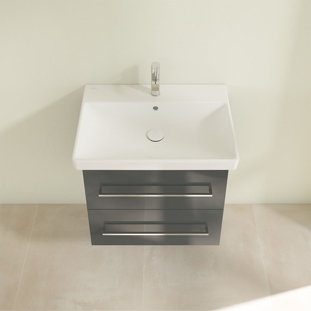 Villeroy And Boch Avento Crystal Grey 600mm Wall Hung 2-Drawer Vanity Unit