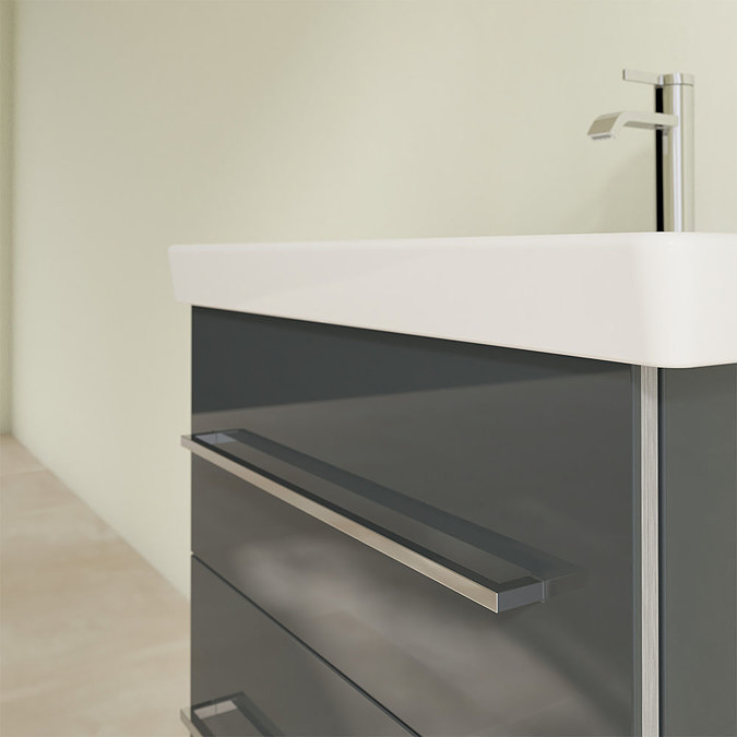 Villeroy and Boch Avento Crystal Grey 600mm Wall Hung 2-Drawer Vanity Unit  In Bathroom Large Image