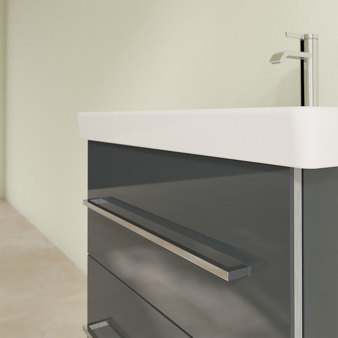 Villeroy and Boch Avento Crystal Grey 600mm Wall Hung 2-Drawer Vanity Unit In Bathroom Large Image