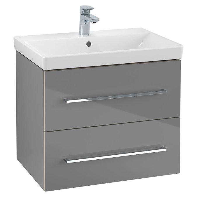 Villeroy and Boch Avento Crystal Grey 600mm Wall Hung 2-Drawer Vanity Unit Large Image