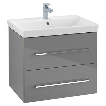 Villeroy and Boch Avento Crystal Grey 600mm Wall Hung 2-Drawer Vanity Unit  Profile Large Image