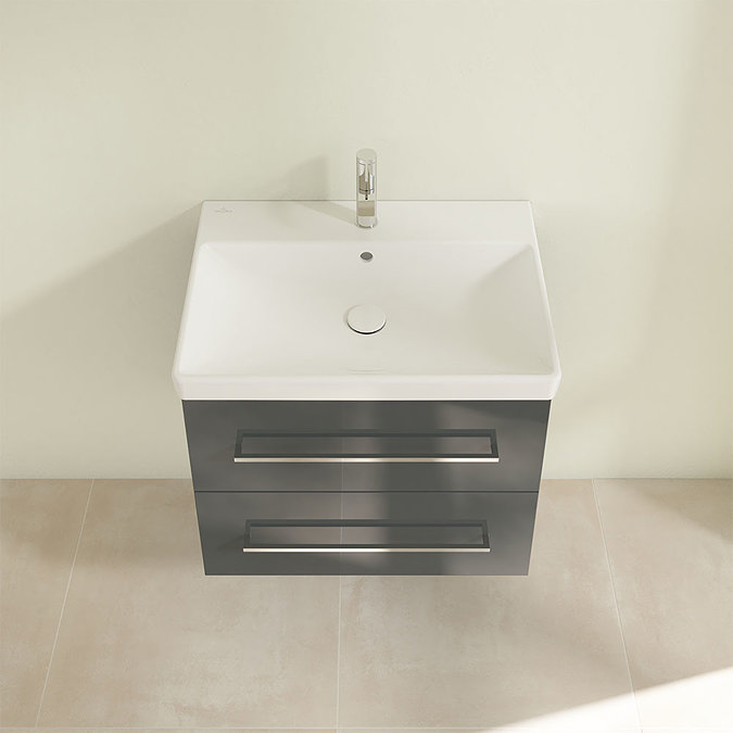 Villeroy and Boch Avento Crystal Grey 650mm Wall Hung 2-Drawer Vanity Unit Standard Large Image