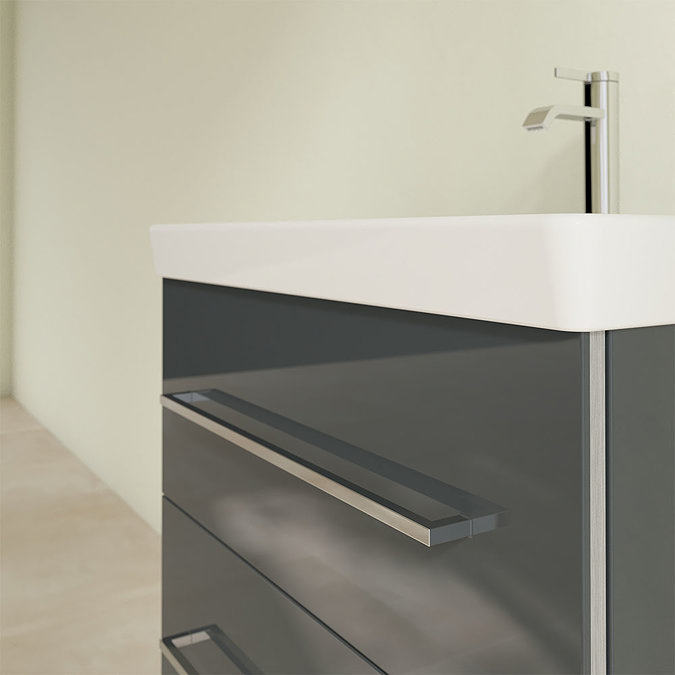 Villeroy and Boch Avento Crystal Grey 650mm Wall Hung 2-Drawer Vanity Unit  In Bathroom Large Image