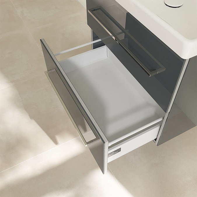 Villeroy and Boch Avento Crystal Grey 650mm Wall Hung 2-Drawer Vanity Unit additional Large Image