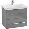 Villeroy and Boch Avento Crystal Grey 650mm Wall Hung 2-Drawer Vanity Unit Large Image