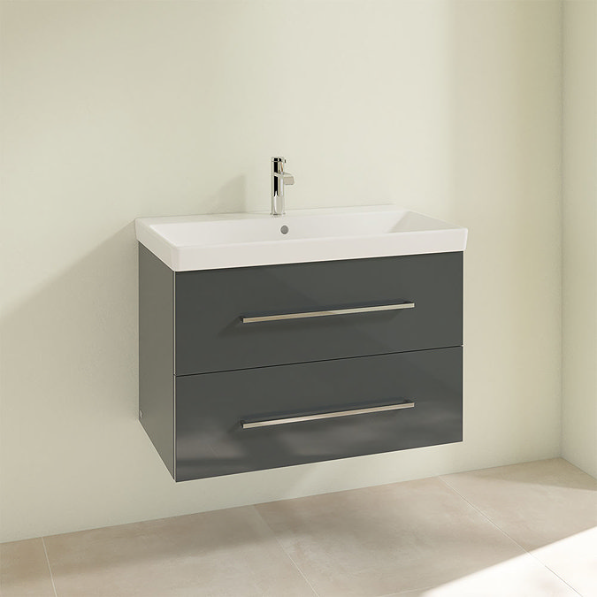 Villeroy and Boch Avento Crystal Grey 800mm Wall Hung 2-Drawer Vanity Unit  Profile Large Image