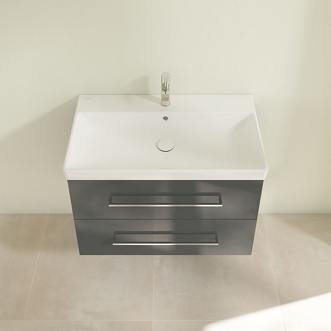 Villeroy and Boch Avento Crystal Grey 800mm Wall Hung 2-Drawer Vanity Unit Standard Large Image