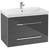 Villeroy and Boch Avento Crystal Grey 800mm Wall Hung 2-Drawer Vanity Unit Large Image