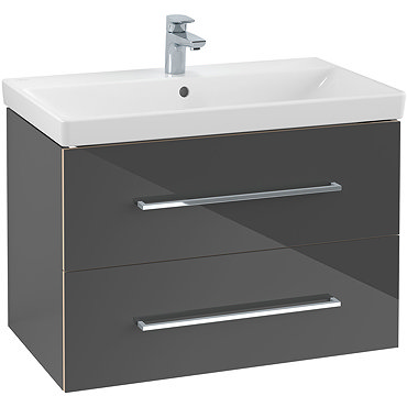 Villeroy and Boch Avento Crystal Grey 800mm Wall Hung 2-Drawer Vanity Unit  Profile Large Image