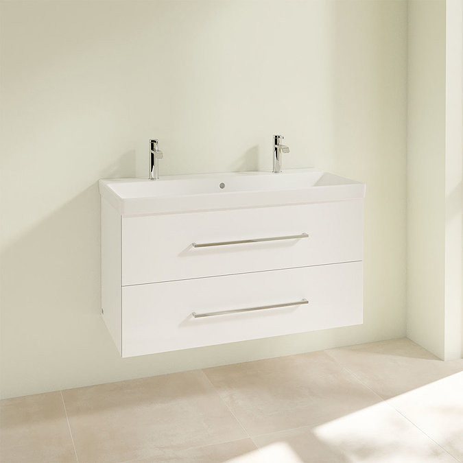 Villeroy and Boch Avento Crystal White 1000mm Wall Hung 2-Drawer Double Vanity Unit  Profile Large I