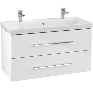 Villeroy and Boch Avento Crystal White 1000mm Wall Hung 2-Drawer Double Vanity Unit  Profile Large I