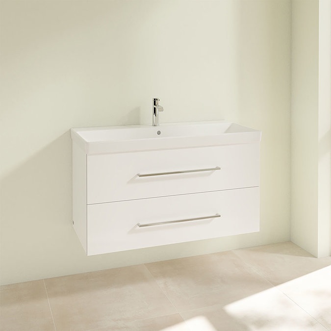 Villeroy and Boch Avento Crystal White 1000mm Wall Hung 2-Drawer Vanity Unit  Profile Large Image