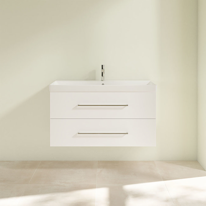 Villeroy and Boch Avento Crystal White 1000mm Wall Hung 2-Drawer Vanity Unit  Feature Large Image