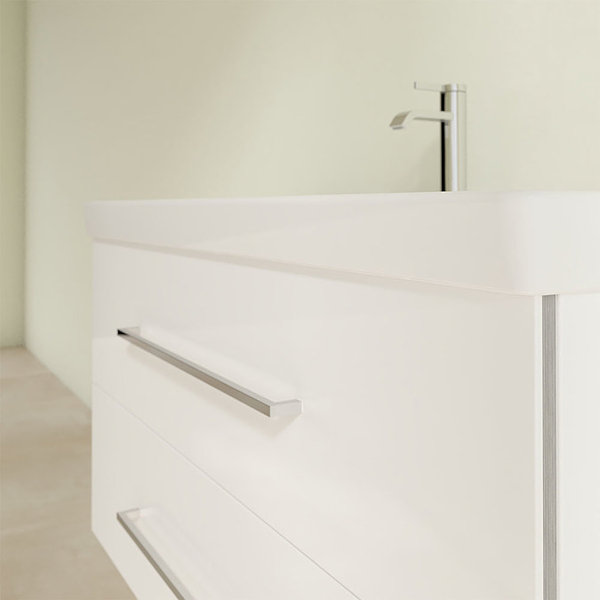 Villeroy and Boch Avento Crystal White 1000mm Wall Hung 2-Drawer Vanity Unit  In Bathroom Large Imag