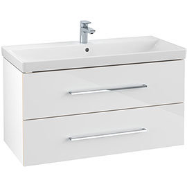 Villeroy and Boch Avento Crystal White 1000mm Wall Hung 2-Drawer Vanity Unit Medium Image