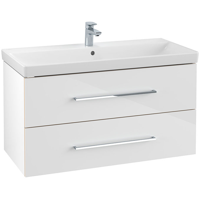 Villeroy and Boch Avento Crystal White 1000mm Wall Hung 2-Drawer Vanity Unit Large Image