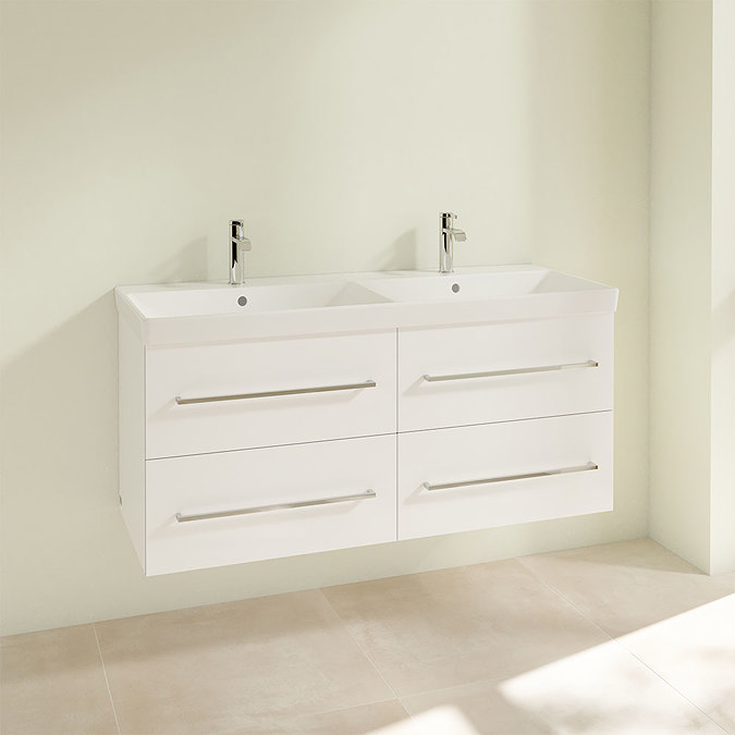 Villeroy and Boch Avento Crystal White 1200mm Wall Hung 4-Drawer Double Vanity Unit  Profile Large I