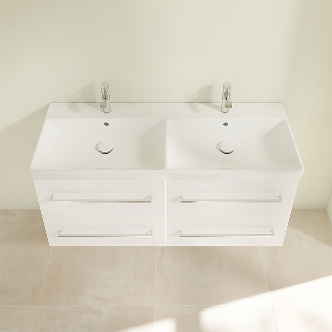 Villeroy and Boch Avento Crystal White 1200mm Wall Hung 4-Drawer Double Vanity Unit  Standard Large 