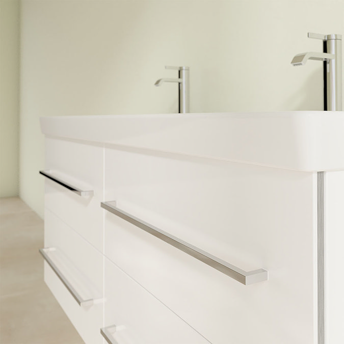 Villeroy and Boch Avento Crystal White 1200mm Wall Hung 4-Drawer Double Vanity Unit  In Bathroom Lar