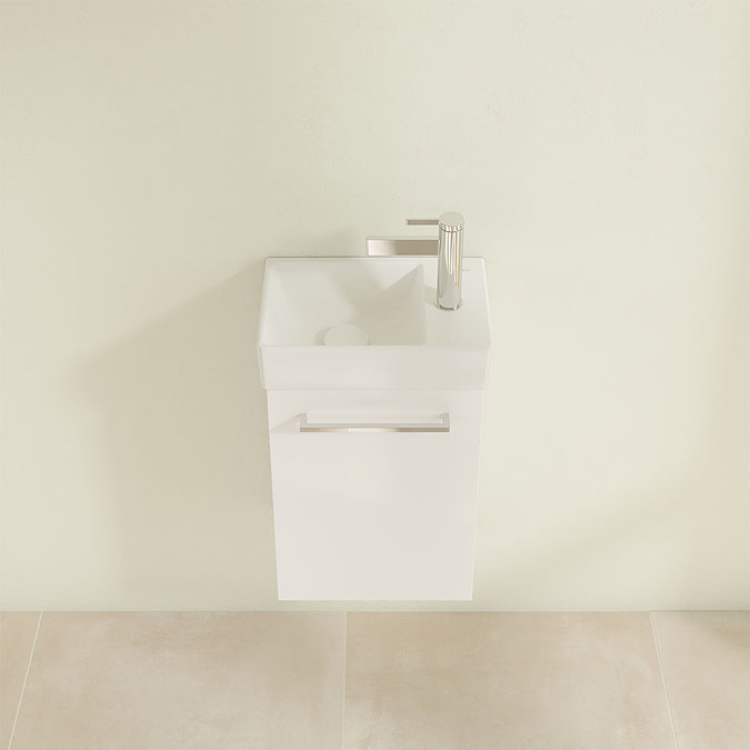 Villeroy and Boch Avento Crystal White 360mm Wall Hung Vanity Unit with Left Bowl Basin  Standard La
